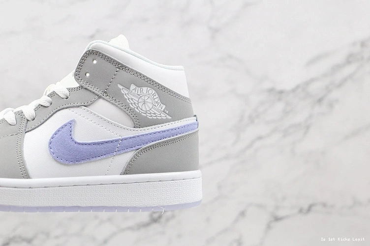 Grey BQ6472-105 Jordan 1 Mid Aluminum (W) - Wolf 0509
